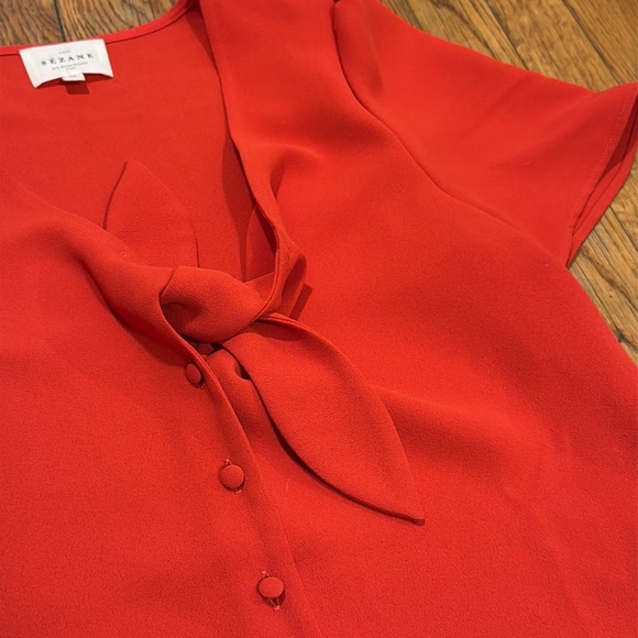 Sezane Eloine Blouse Red rouje Self tie size 38 - US 6 holiday - Picture 6 of 7